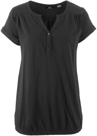 Baumwoll-Shirt, Kurzarm in schwarz von vorne - bpc bonprix collection