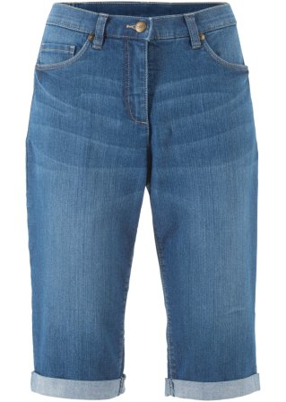Stretch-Jeans-Bermuda mit Bequembund in blau von vorne - bpc bonprix collection