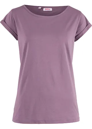 T-Shirt aus Bio-Baumwolle, Kurzarm in lila von vorne - bonprix