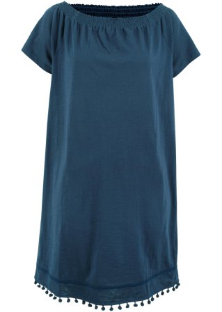 Jersey-Carmenkleid in blau von vorne - bpc bonprix collection