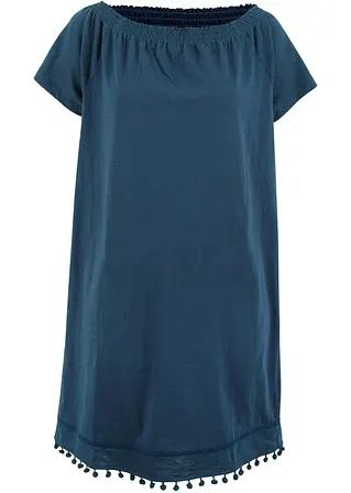 Jersey-Carmenkleid in blau von vorne - bonprix