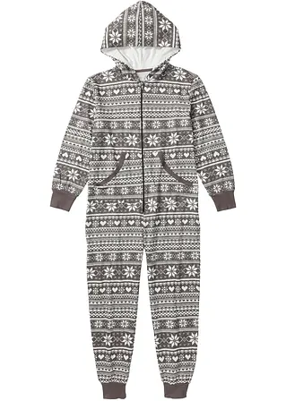 Loungewear Overall oversized aus Sweatware in grau von vorne - bonprix
