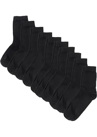 Socken mit Bio-Baumwolle (10er Pack) in schwarz von vorne - bonprix