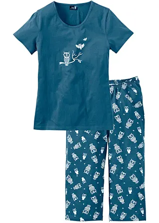 Capri Pyjama mit kurzen Ärmeln in petrol - bonprix