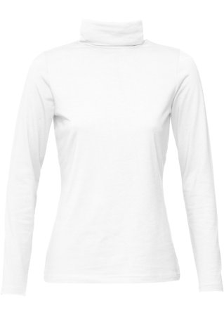 Rollkragen-Stretch-Shirt, Langarm in weiß - bpc bonprix collection