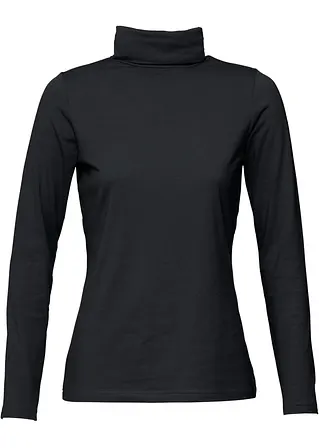 Rollkragen-Stretch-Shirt, Langarm in schwarz - bpc bonprix collection