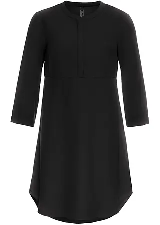Blusenkleid mit kurzer Knopfleiste in schwarz von vorne - bonprix