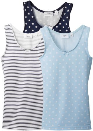 Mädchen Unterhemd (3er-Pack) in blau von vorne - bpc bonprix collection