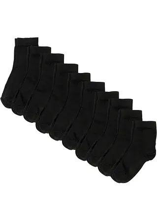 Kurzsocken mit Bio-Baumwolle (10er Pack) in schwarz - bonprix