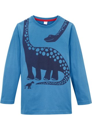 Jungen Langarmshirt mit Dinodruck in blau von vorne - bpc bonprix collection