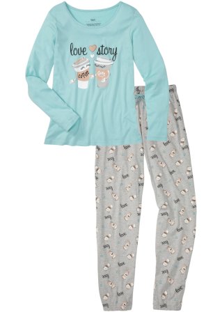 Pyjama mit Bio-Baumwolle in blau von vorne - bpc bonprix collection