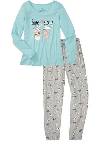 Pyjama mit Bio-Baumwolle in blau von vorne - bonprix