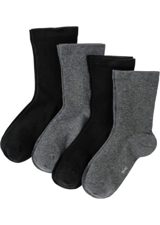 Socken mit druckfreiem Bündchen (4er Pack) mit Bio Baumwolle in schwarz - bpc bonprix collection