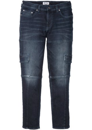 Slim Fit Cargo-Stretch-Jeans, Straight in blau von vorne - John Baner JEANSWEAR