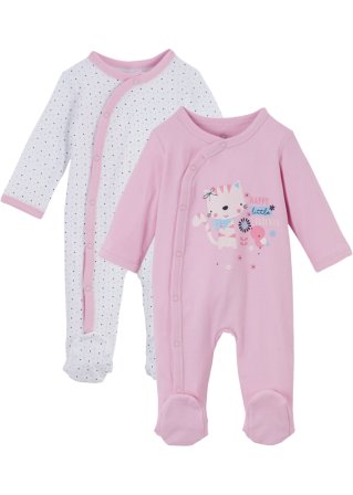 Baby Strampler (2er-Pack) Bio Baumwolle in rosa von vorne - bpc bonprix collection
