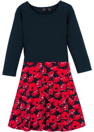 Mädchen Jerseykleid, 3/4-Arm aus Bio-Baumwolle in schwarz von vorne - bpc bonprix collection