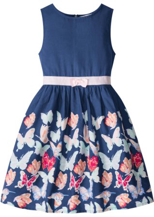 Mädchen Kleid mit Schmetterlingsdruck in blau von vorne - bpc bonprix collection