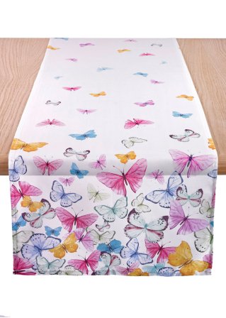 Bedruckter Tischläufer mit Schmetterlingen in weiß - bpc living bonprix collection