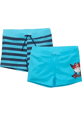 Jungen Badehose (2er Pack) in blau von vorne - bpc bonprix collection