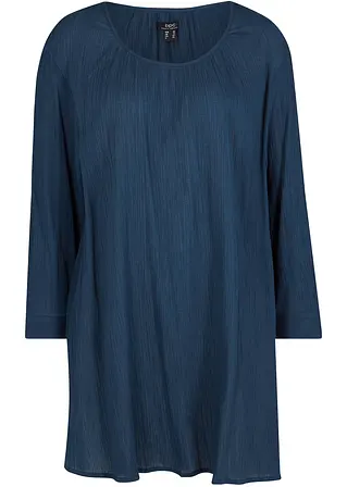Long-Tunika aus Baumwolle, 7/8-arm in blau von vorne - bonprix