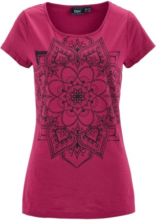 Flammgarn-Shirt, Kurzarm in pink von vorne - bpc bonprix collection