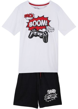 Jungen T-Shirt und Hose (2-tlg. Set) in weiß von vorne - bpc bonprix collection