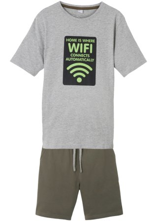 Jungen T-Shirt und Sweat-Bermuda (2-tlg.Set) in grau von vorne - bpc bonprix collection
