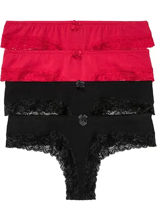 Brazilslip (4er Pack) in schwarz von vorne - bonprix