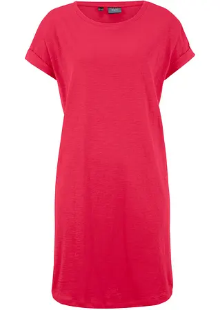 Boxy-Jerseykleid aus Bio-Baumwolle, Kurzarm in rot von vorne - bonprix