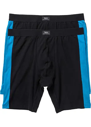 Lange Boxer (2er Pack) in schwarz von vorne - bonprix