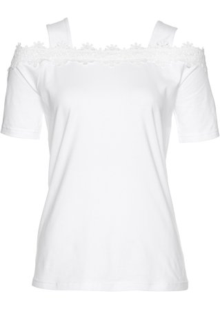 Cold-Shoulder-Shirt  in weiß von vorne - bpc selection