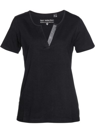 T-Shirt mit Pailletten in schwarz von vorne - bpc selection