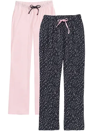 Pyjamahose (2er Pack) in blau von vorne - bonprix