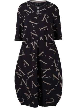 Weites Baumwoll-Kleid mit Taschen, knieumspielend in schwarz von vorne - bpc bonprix collection