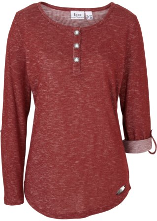 Langarmshirt mit Knopfleiste in rot von vorne - bpc bonprix collection