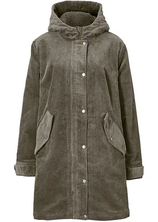 bpc bonprix collection Warmer Cord-Parka mit Teddy-Futter in der Kapuze, in A-Linie