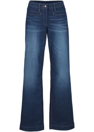 Baumwoll-Jeans mit Bequembund, Marlene-Stil in blau von vorne - bpc bonprix collection