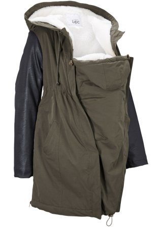 Umstandsjacke mit Teddyfutter / Tragejacke in grün von der Seite - bpc bonprix collection