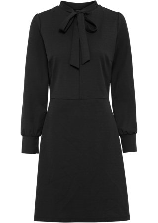 Kleid mit Schluppe in schwarz von vorne - BODYFLIRT
