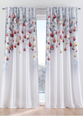 Vorhang mit weihnachtlichem Druck (1er Pack) in weiß - bpc living bonprix collection