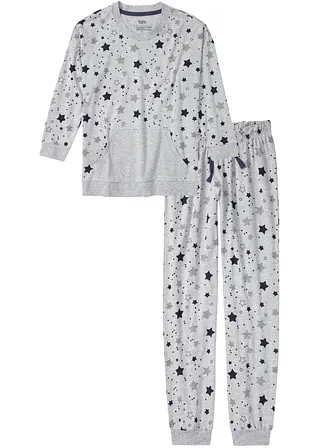 Pyjama aus Bio-Baumwolle in grau von vorne - bonprix