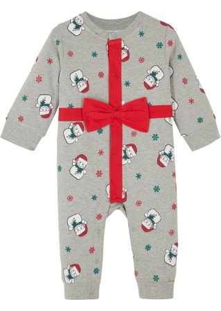 Baby Sweat-Overall Weihnachten aus Bio Baumwolle in grau von vorne - bpc bonprix collection
