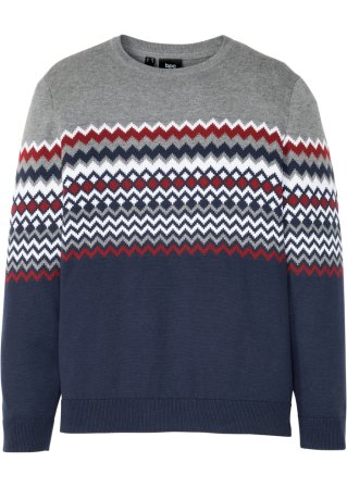 Norweger-Pullover in grau von vorne - bpc bonprix collection