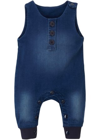 Baby Sweat-Overall in Jeansoptik in blau von vorne - John Baner JEANSWEAR