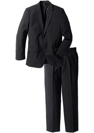 Anzug aus recyceltem Polyester (2-tlg. Set): Sakko und Hose in schwarz von vorne - bpc selection