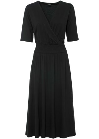 Jerseykleid aus nachhaltiger Viskose in schwarz von vorne - BODYFLIRT
