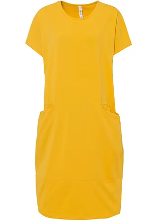 Jerseykleid mit Taschen in gelb von vorne - bonprix