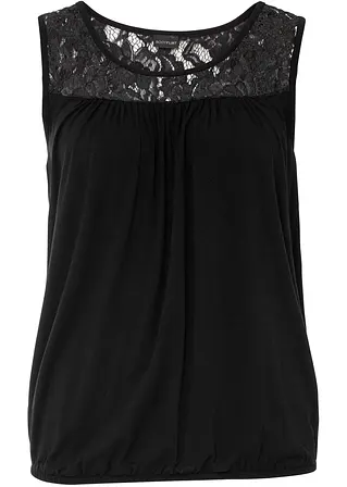 Top mit Spitze in schwarz von vorne - bonprix