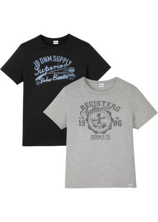 T-Shirt (2er Pack) in schwarz von vorne - John Baner JEANSWEAR