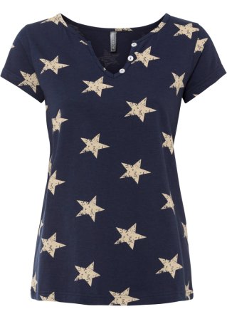 Shirt mit Sternen in blau von vorne - RAINBOW